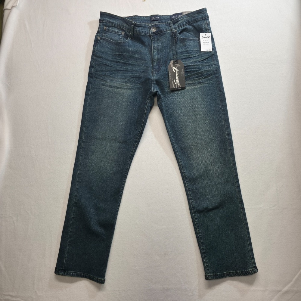 Seven 7 Men's Classic Straight Denim Stretch Blue Jeans Size 36x30‎ NWT